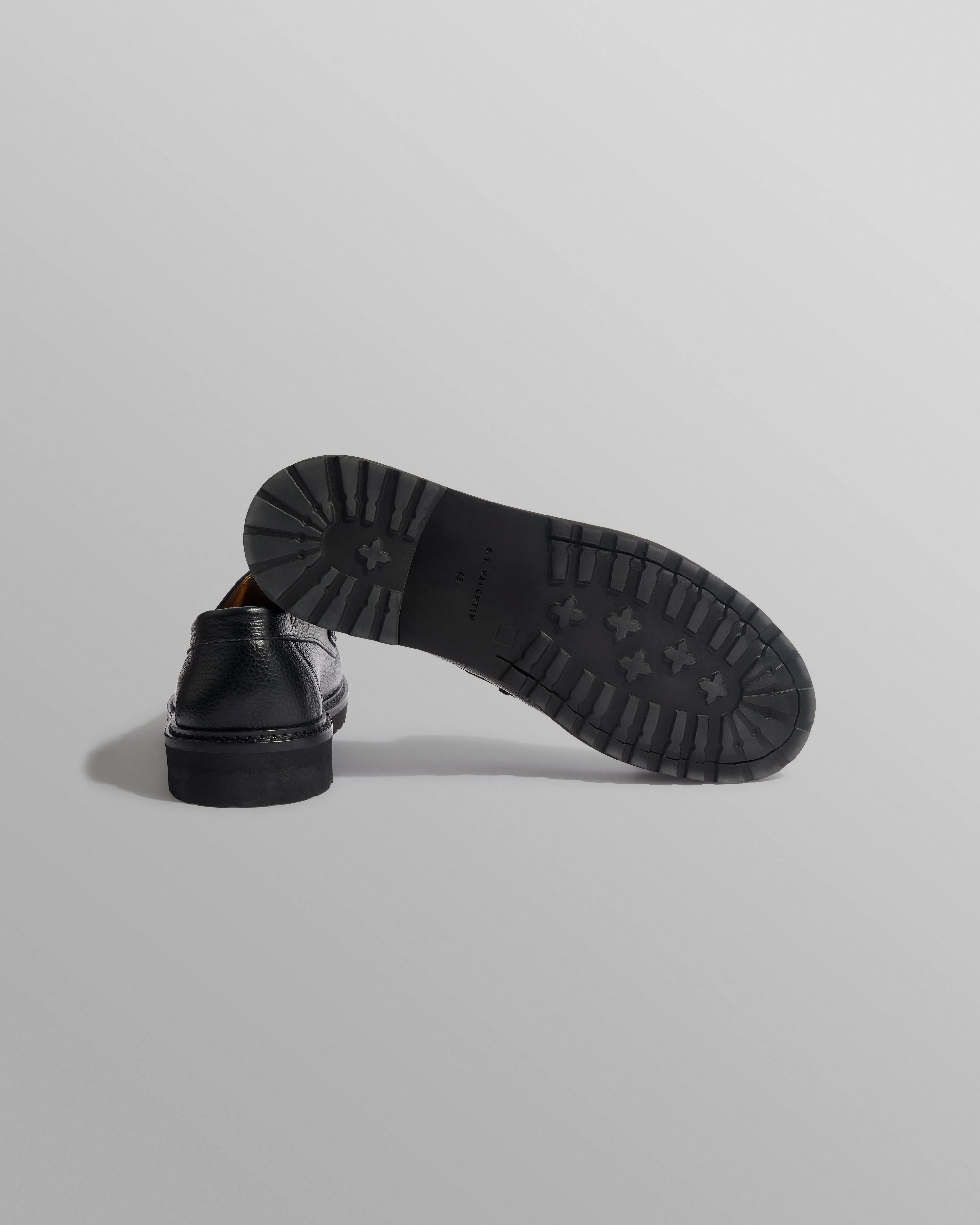 S.T. Valentin - Black Grained Leather Loafers