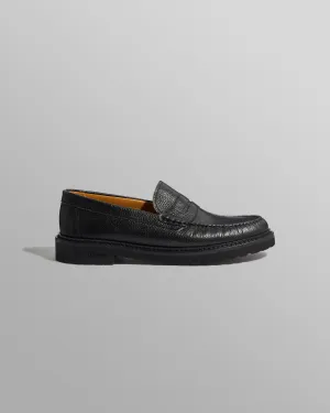 S.T. Valentin - Black Grained Leather Loafers