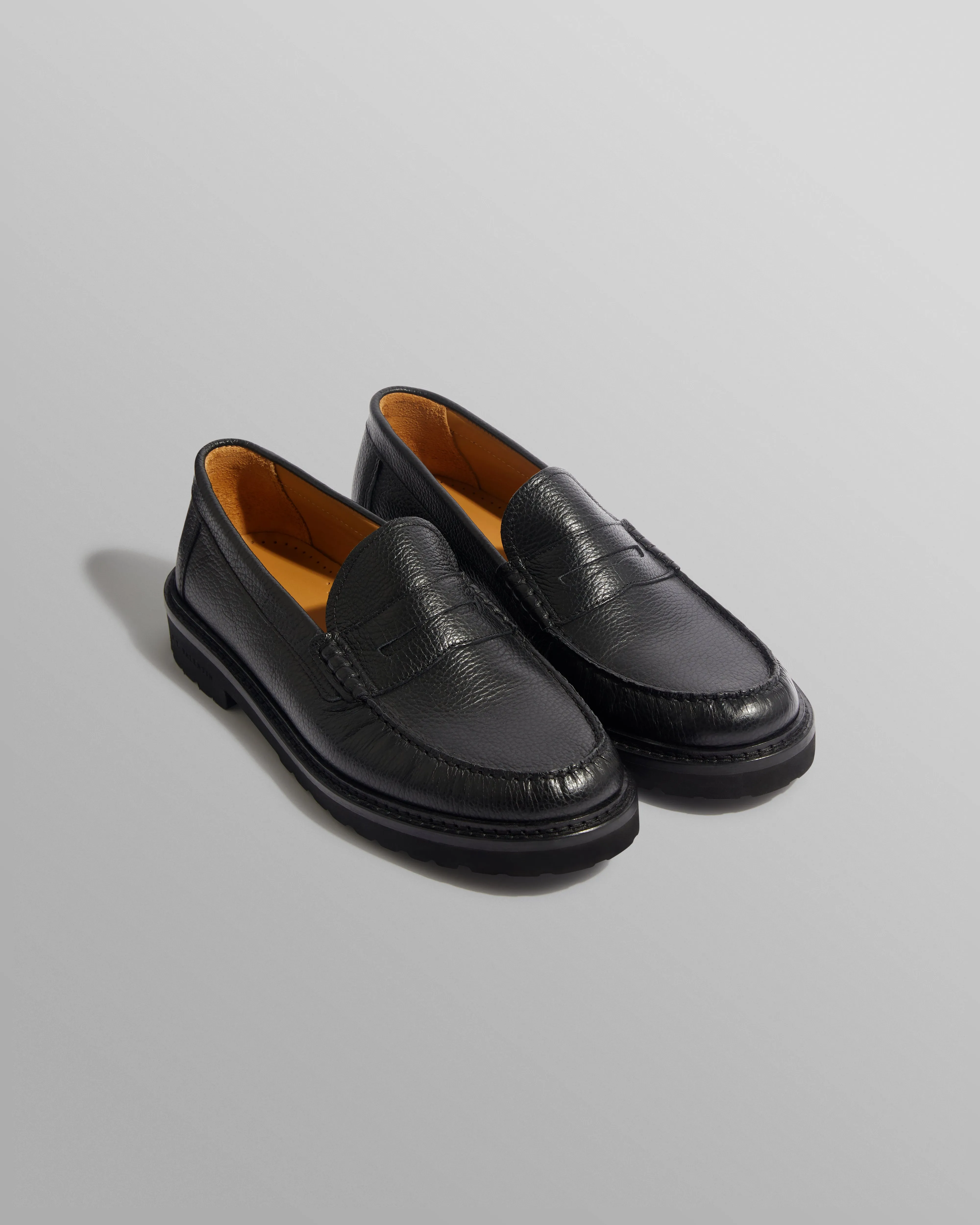 S.T. Valentin - Black Grained Leather Loafers