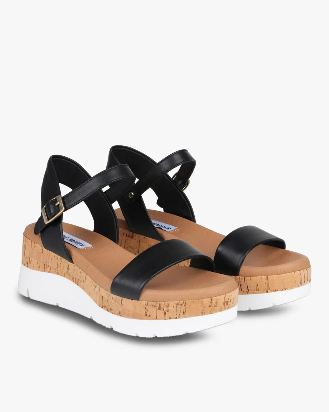 Steve Madden Roselita Ankle Strap Cork Lightweight Platform Wedge Sandals
