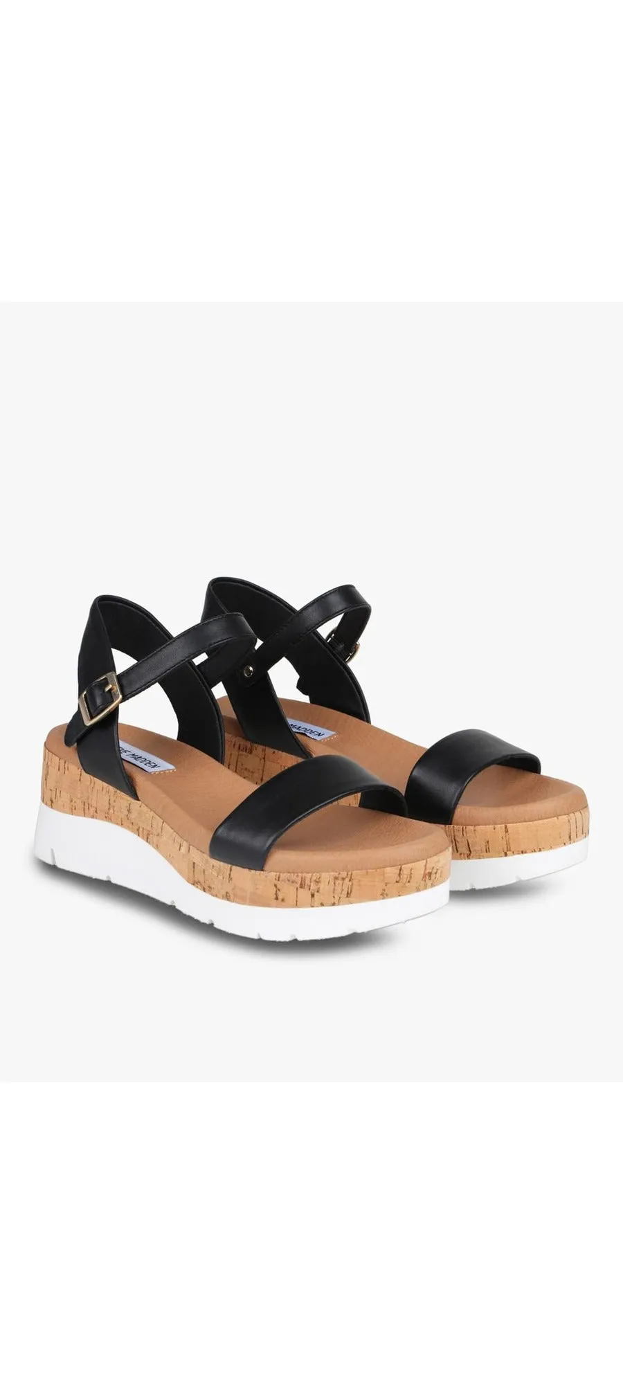 Steve Madden Roselita Ankle Strap Cork Lightweight Platform Wedge Sandals