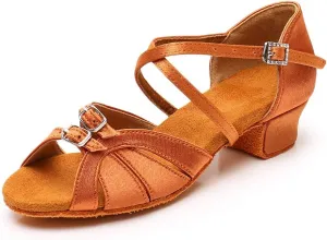 SWDZM Women$Girls Latin Dance Shoes Open Toe Modern Salsa Ballroom Professional Performance Practice Dancing Shoes,WH-D28