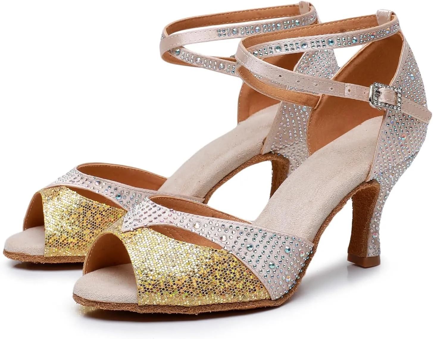 SWDZM Women's Sparkling Glitter Customized Heel Salsa Latin Dance Shoes Rhinestones Dancing Heels