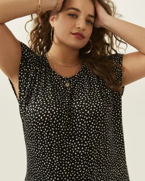 Sylvia Printed Short Sleeve Top | Black / White