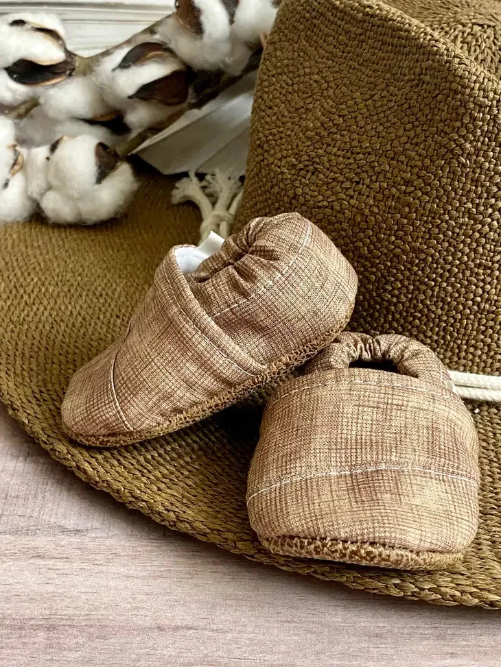 Tan Crosshatch Angled Moccs by Trendy Baby Mocc Shop