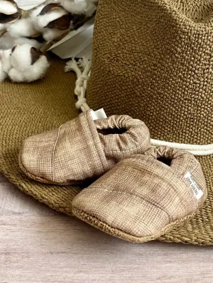 Tan Crosshatch Angled Moccs by Trendy Baby Mocc Shop