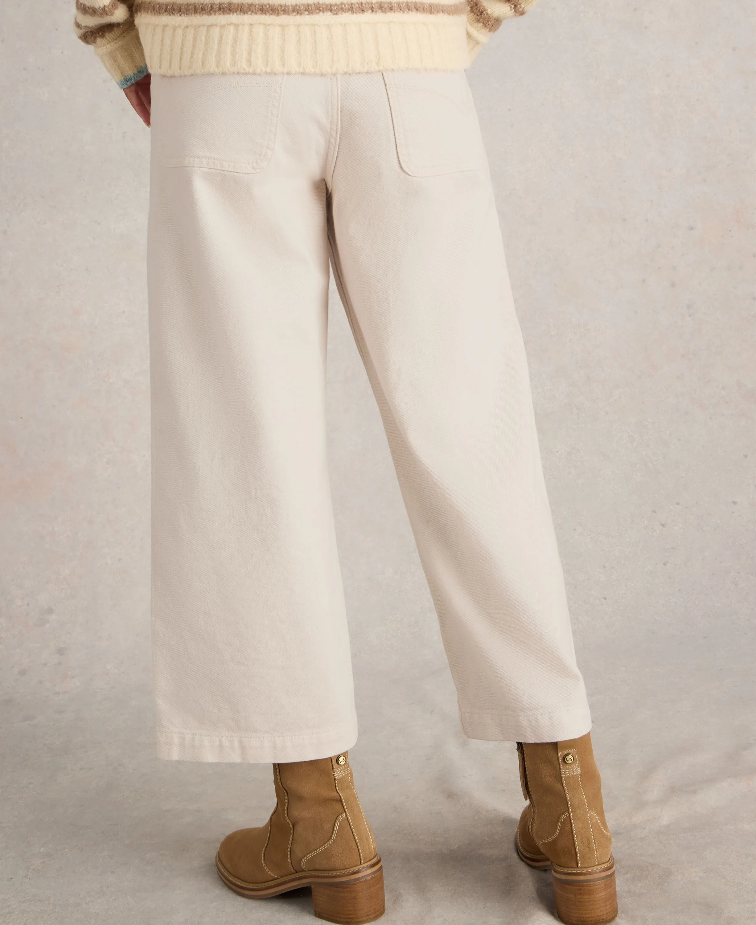 Tia Wide Leg Crop Jean - Natural White