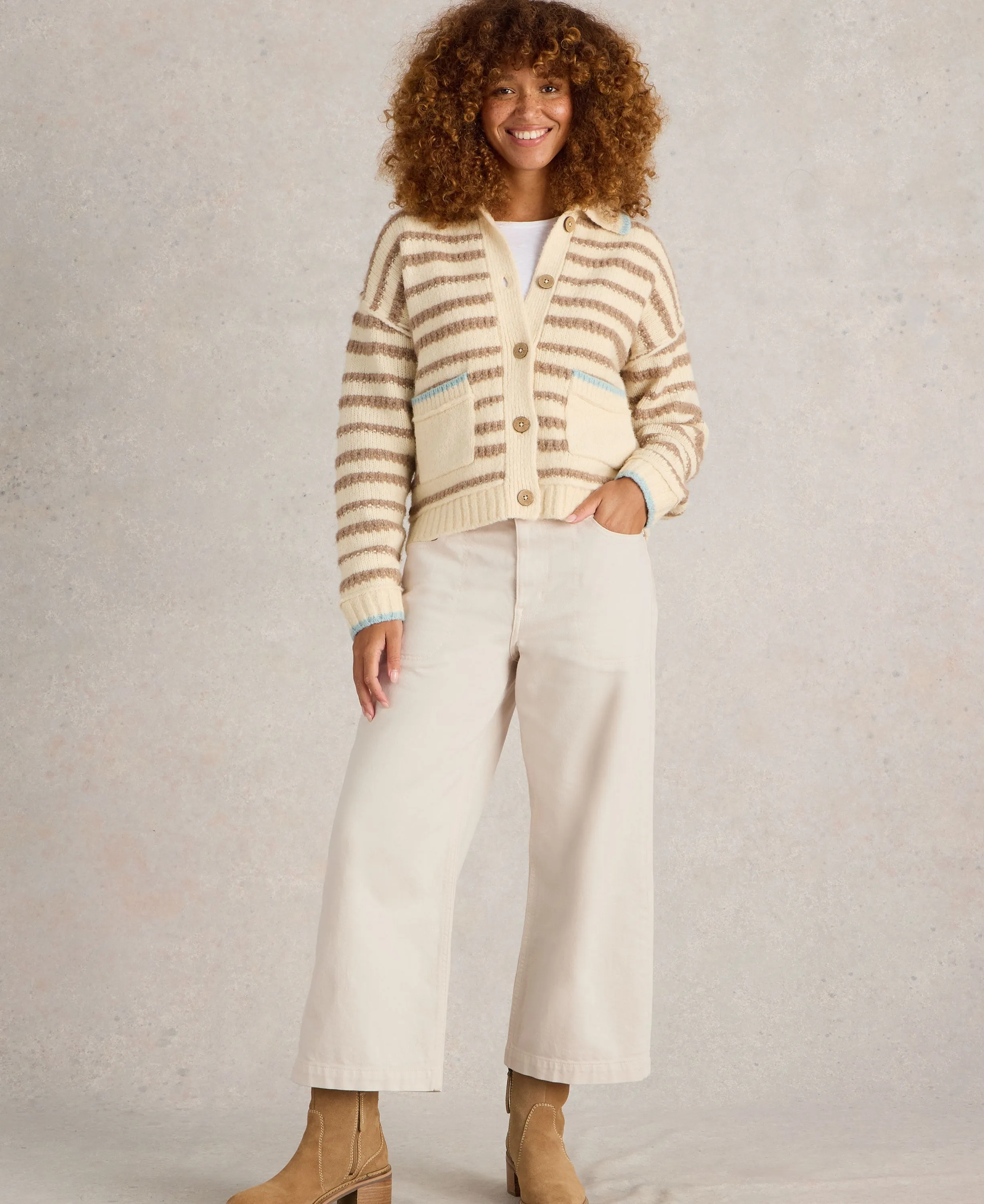 Tia Wide Leg Crop Jean - Natural White