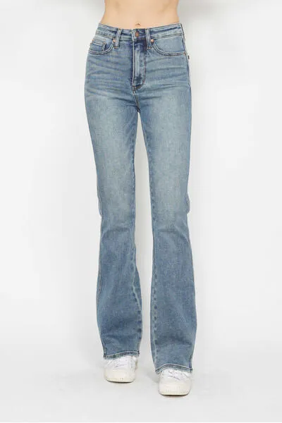 Tummy Control Back Embroidered Bootcut Jeans