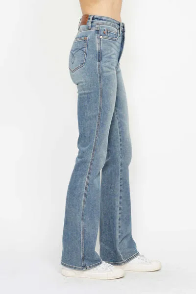 Tummy Control Back Embroidered Bootcut Jeans