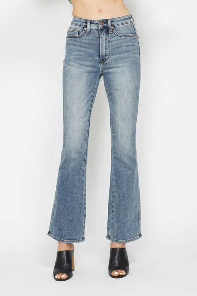 Tummy Control Back Embroidered Bootcut Jeans