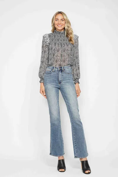Tummy Control Back Embroidered Bootcut Jeans