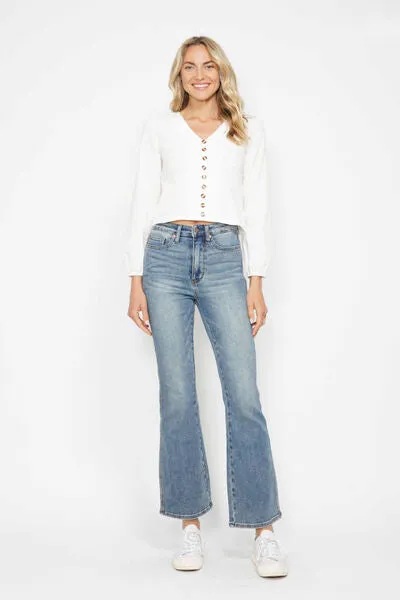 Tummy Control Back Embroidered Bootcut Jeans