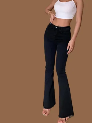 Vintage High-Waist Flare Jeans for Women – Retro Y2K Streetwear Style