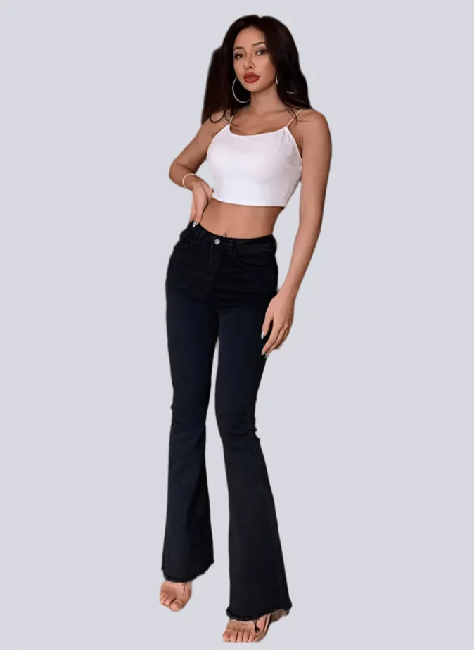 Vintage High-Waist Flare Jeans for Women – Retro Y2K Streetwear Style