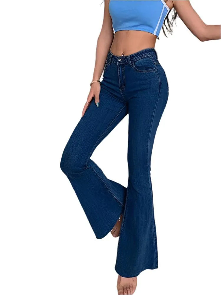 Vintage High-Waist Flare Jeans for Women – Retro Y2K Streetwear Style