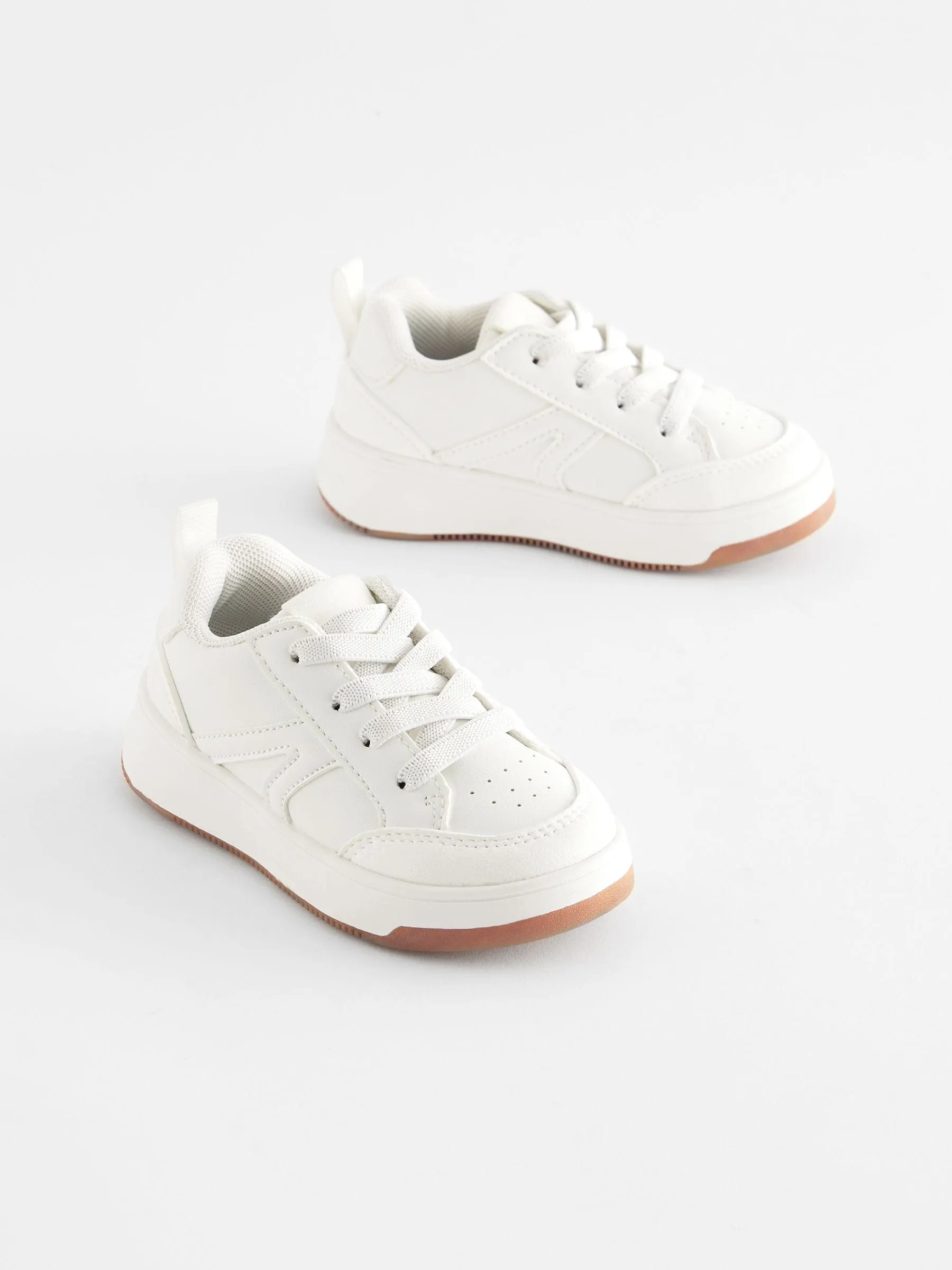 White Brite Wide Fit (G) Elastic Lace Trainers