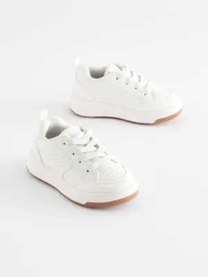 White Brite Wide Fit (G) Elastic Lace Trainers