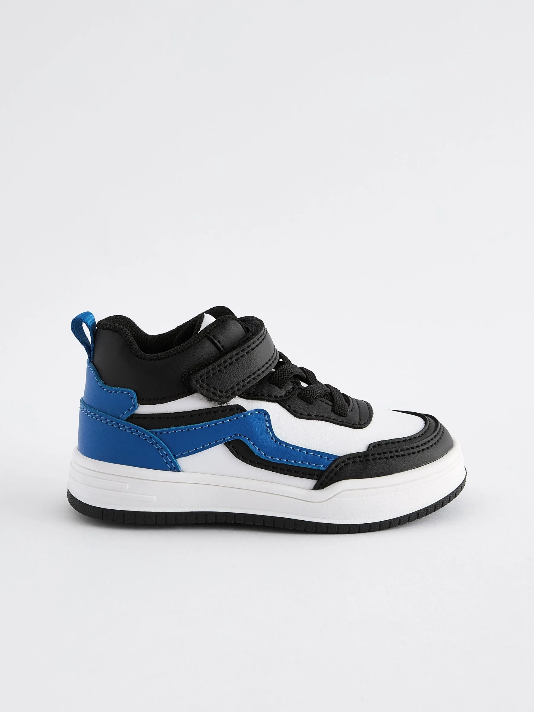 White Elastic Lace Touch Fastening High Top Trainers