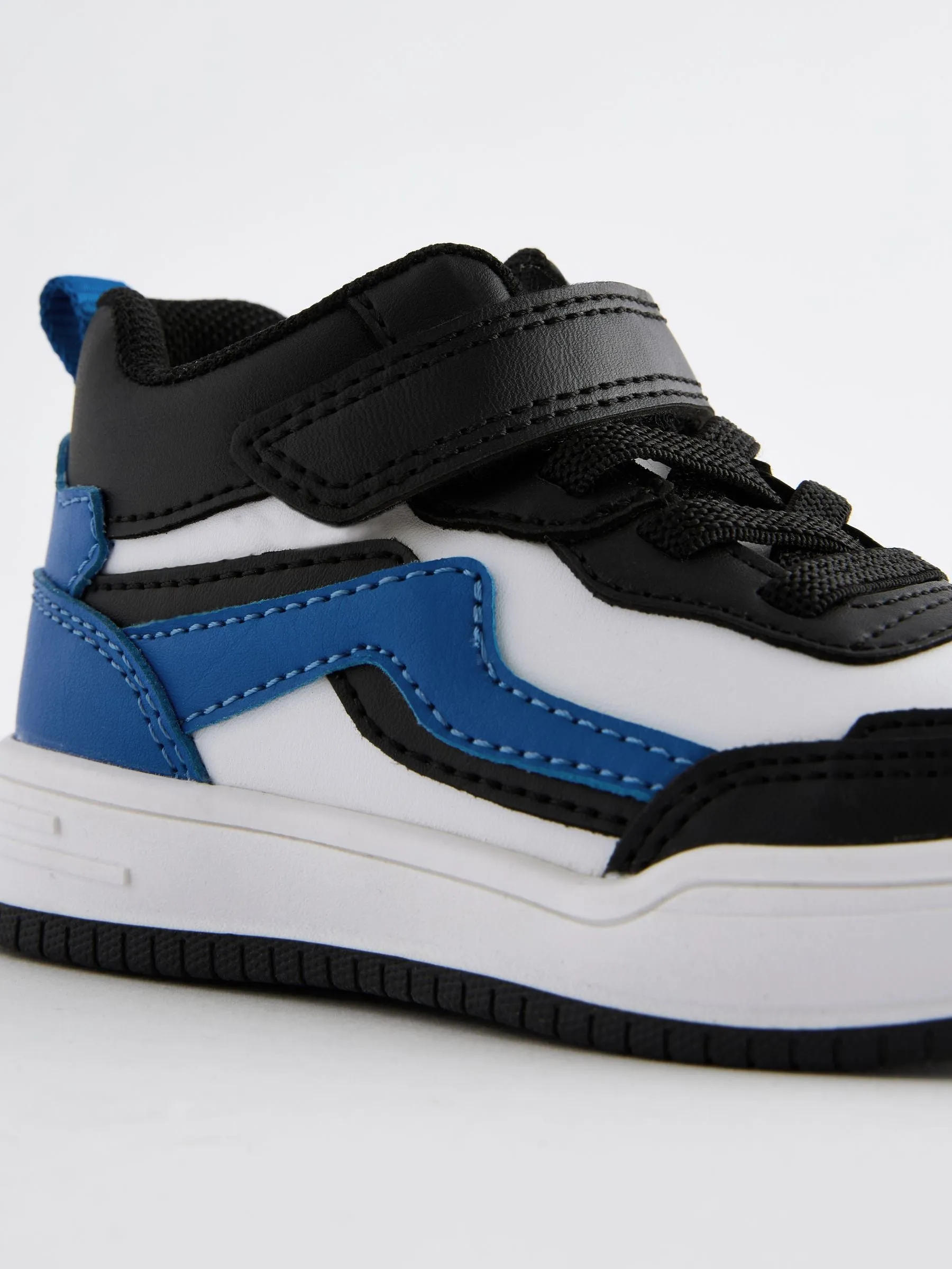 White Elastic Lace Touch Fastening High Top Trainers