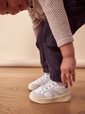 White Standard Fit (F) Elastic Lace Trainers