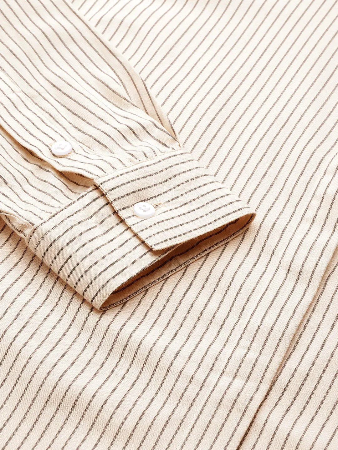 Women Beige Striped Pure Cotton Regular Fit Formal Shirt