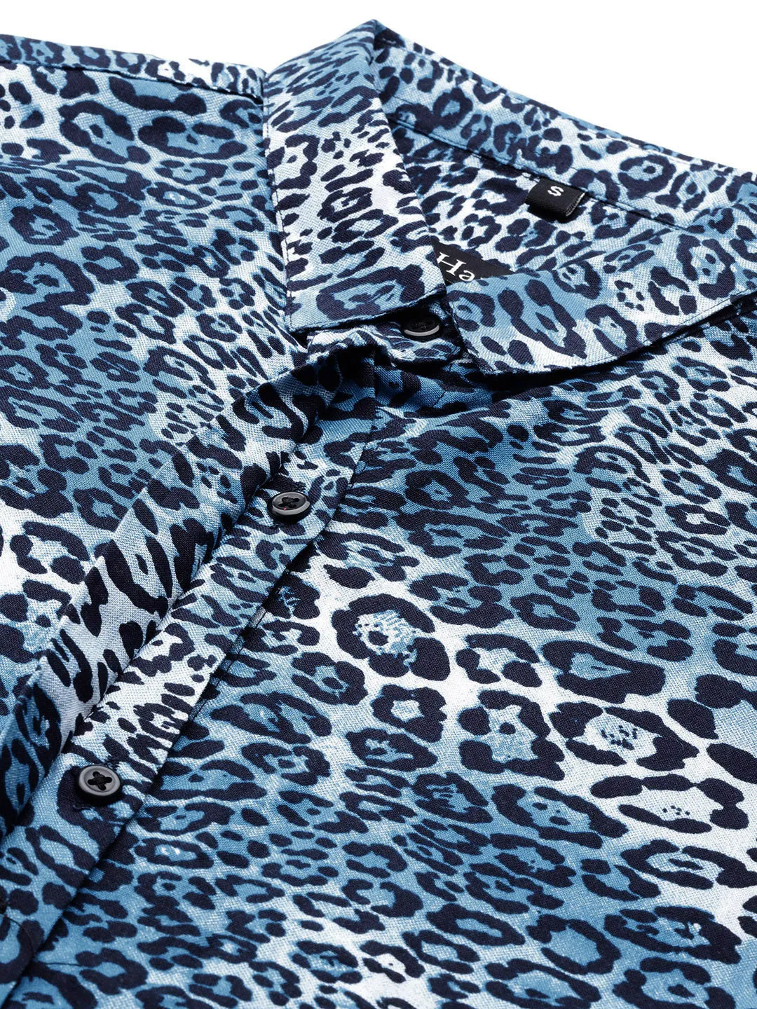 Women Blue Printed Viscose Rayon Regular Fit Formal Shirt