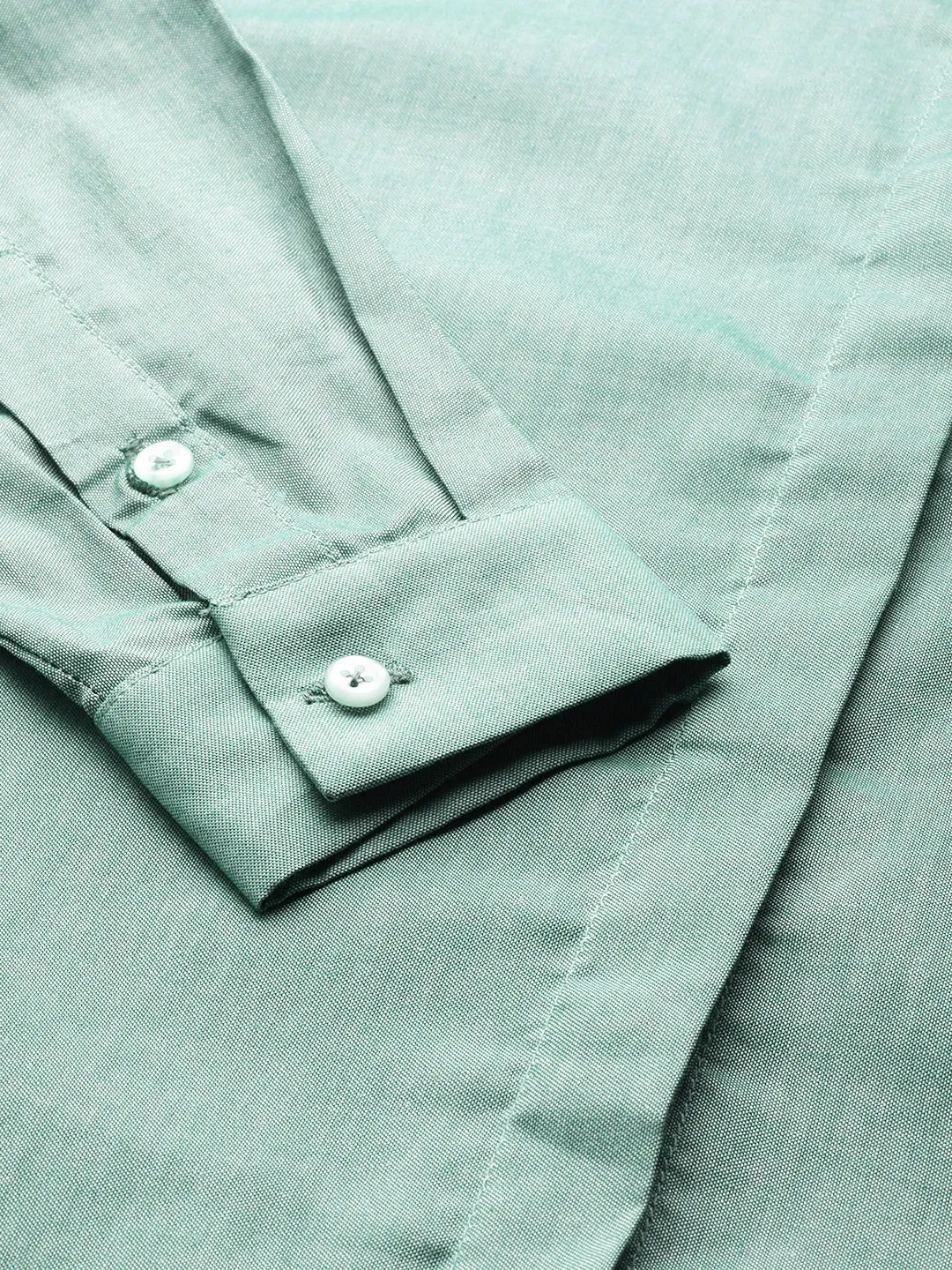 Women Green Solid Pure Cotton Slim Fit Formal Shirt