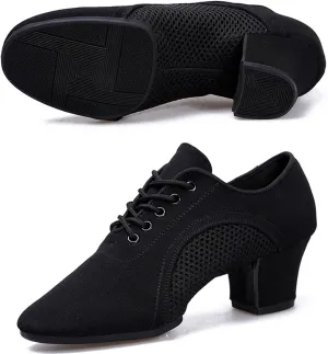 Women Latin Dance Shoes Breathable Comfortable Indoor Ballroom Dance Pratice Shoes Tango Waltz Salsa Modern Dance Professional Performance Dance Shoes (Color : Black, Size : 5.5)