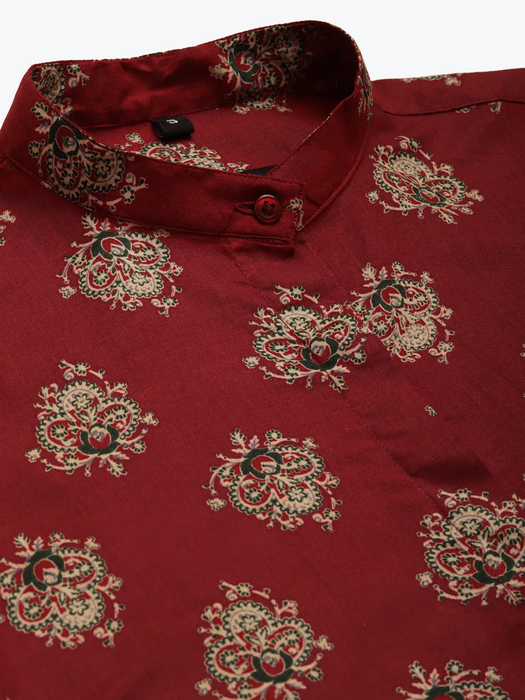 Women Maroon Printed Pure Cotton Regular Fit Formal Shirt
