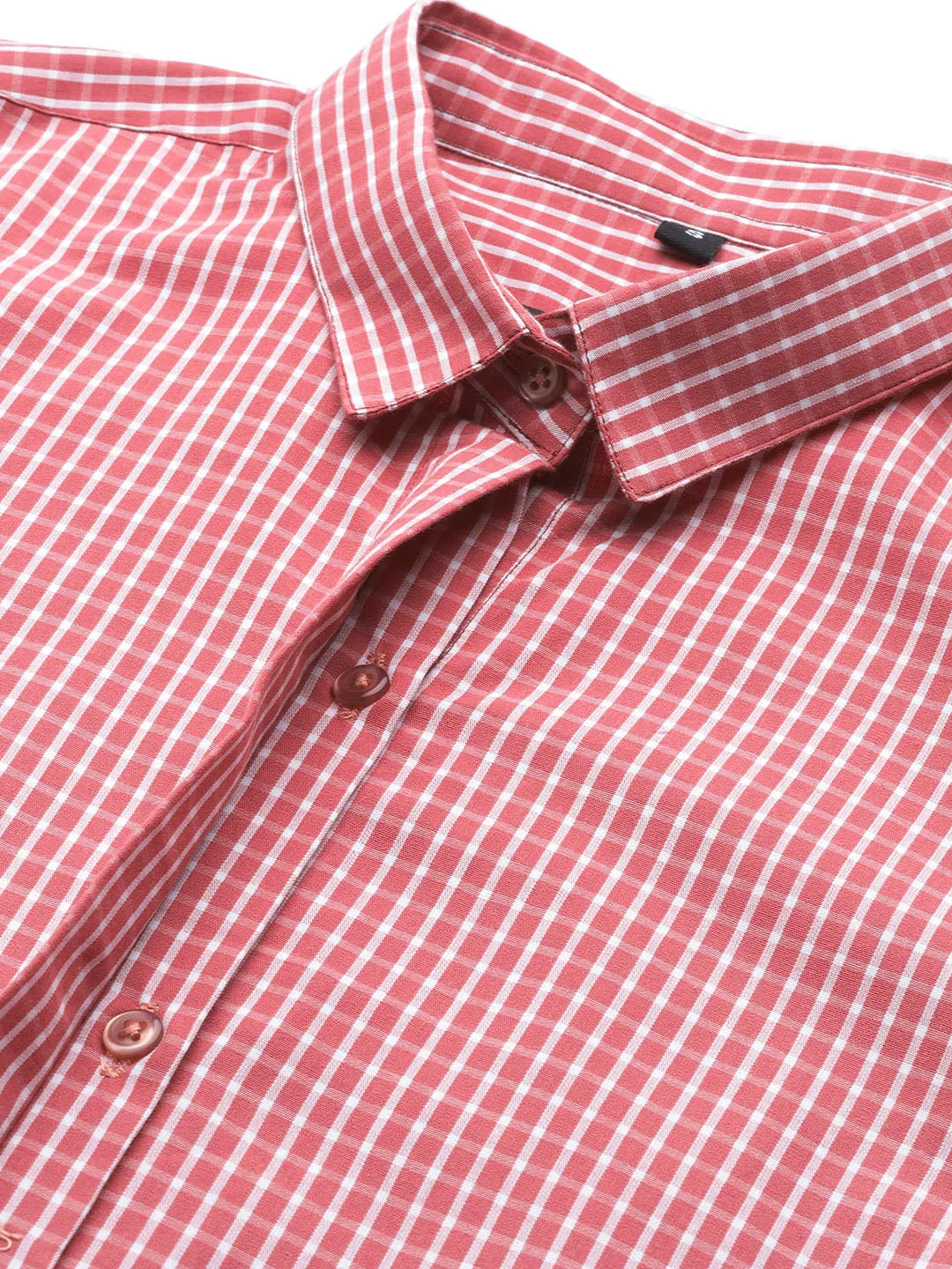 Women Pink Checked Pure Cotton Regular Fit Formal Shirt