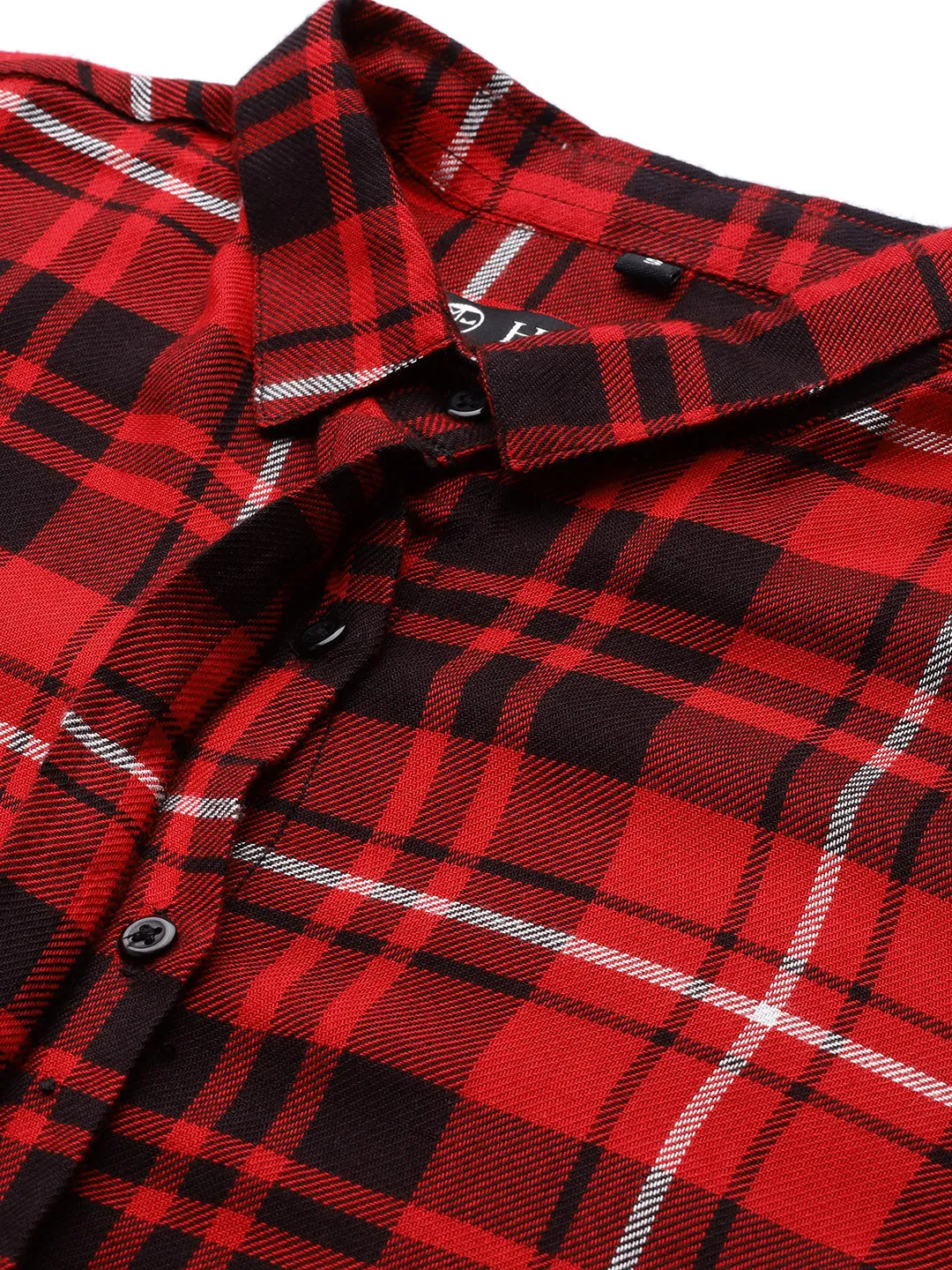 Women Red & Black Checked Viscose Rayon Slim Fit Formal Shirt