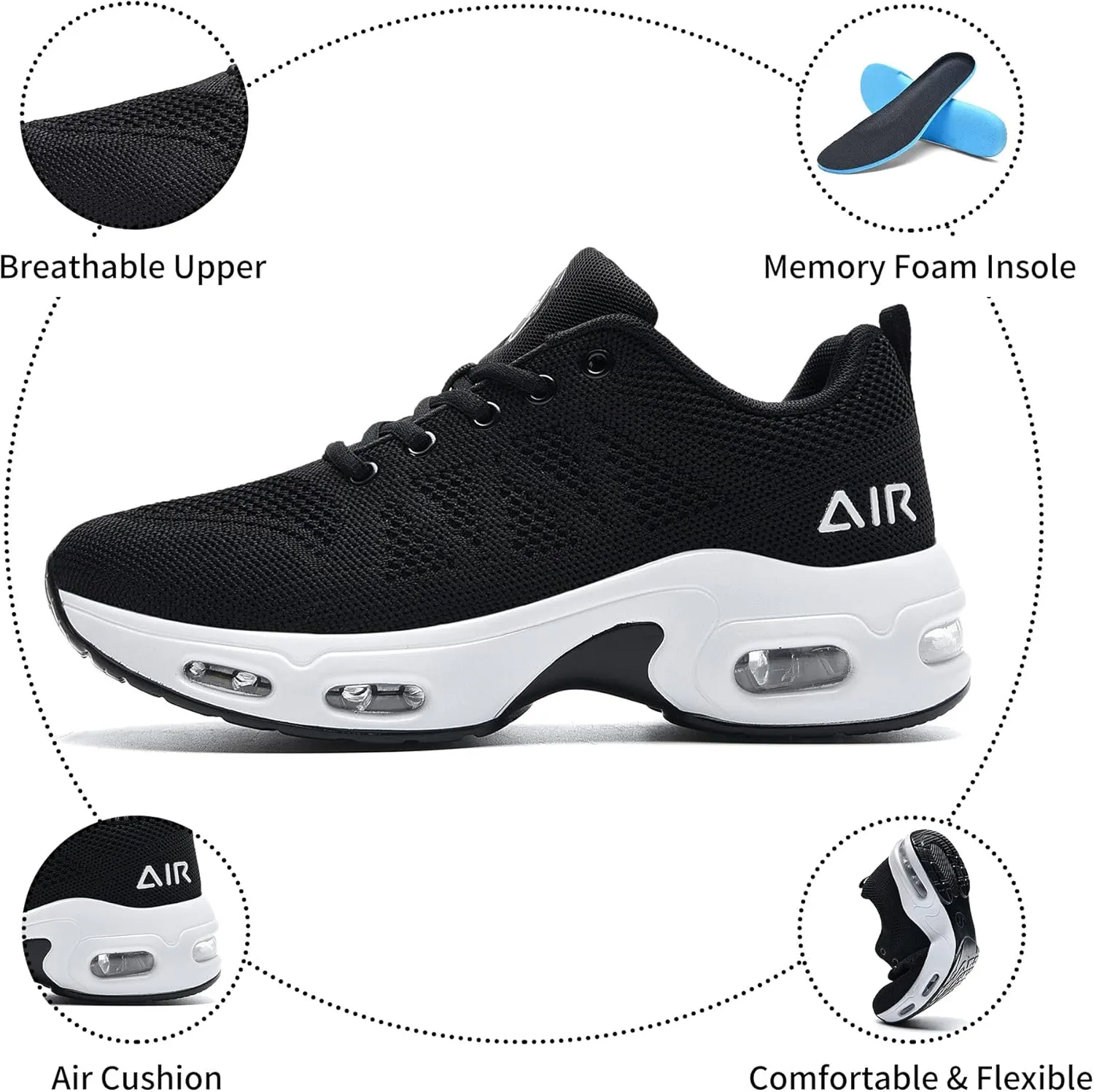 Womens Air Running Shoes Walking Tennis Fashion Sneakers Casual Comfortable Breathable Jogging Shoes