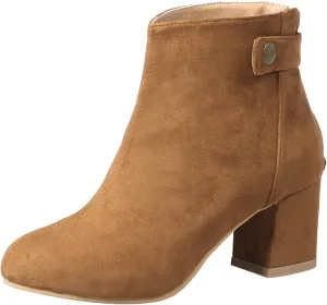 Womens Block Heels Suede Ankle Boots Classic