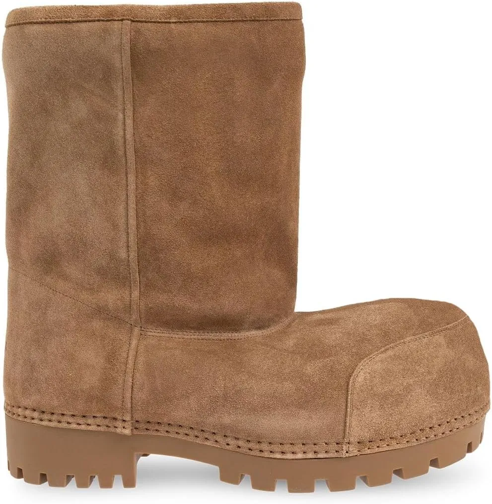 Women's Platform Snow Boots Suede Fur Hippy Mid Calf Winter Boots Classic Slip On Comfortable High Boots Chunky Trending Shoes