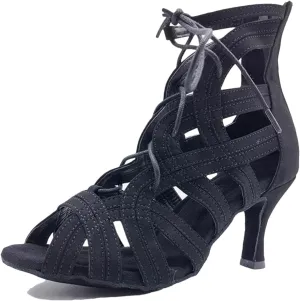 Women's Red Latin Dance Shoes - Salsa Ballroom Tango Wedding Boots, 10CM/3.9Inch Heel Height