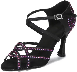 Women's Red Latin Dance Shoes - Soft Sole Latex Salsa Ballroom Party High Heels, 5CM/2Inch Heel Height