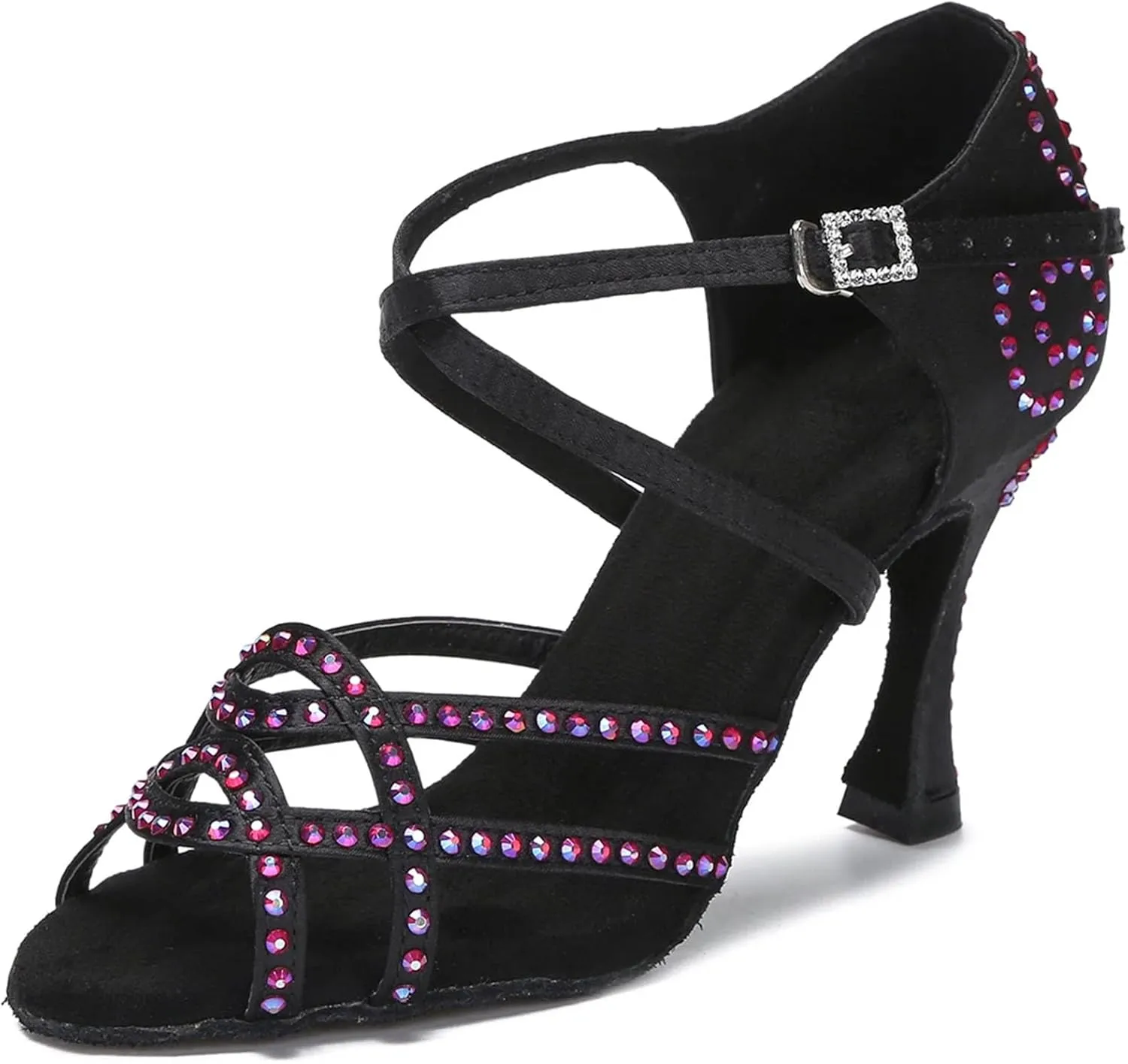 Women's Red Latin Dance Shoes - Soft Sole Latex Salsa Ballroom Party High Heels, 5CM/2Inch Heel Height