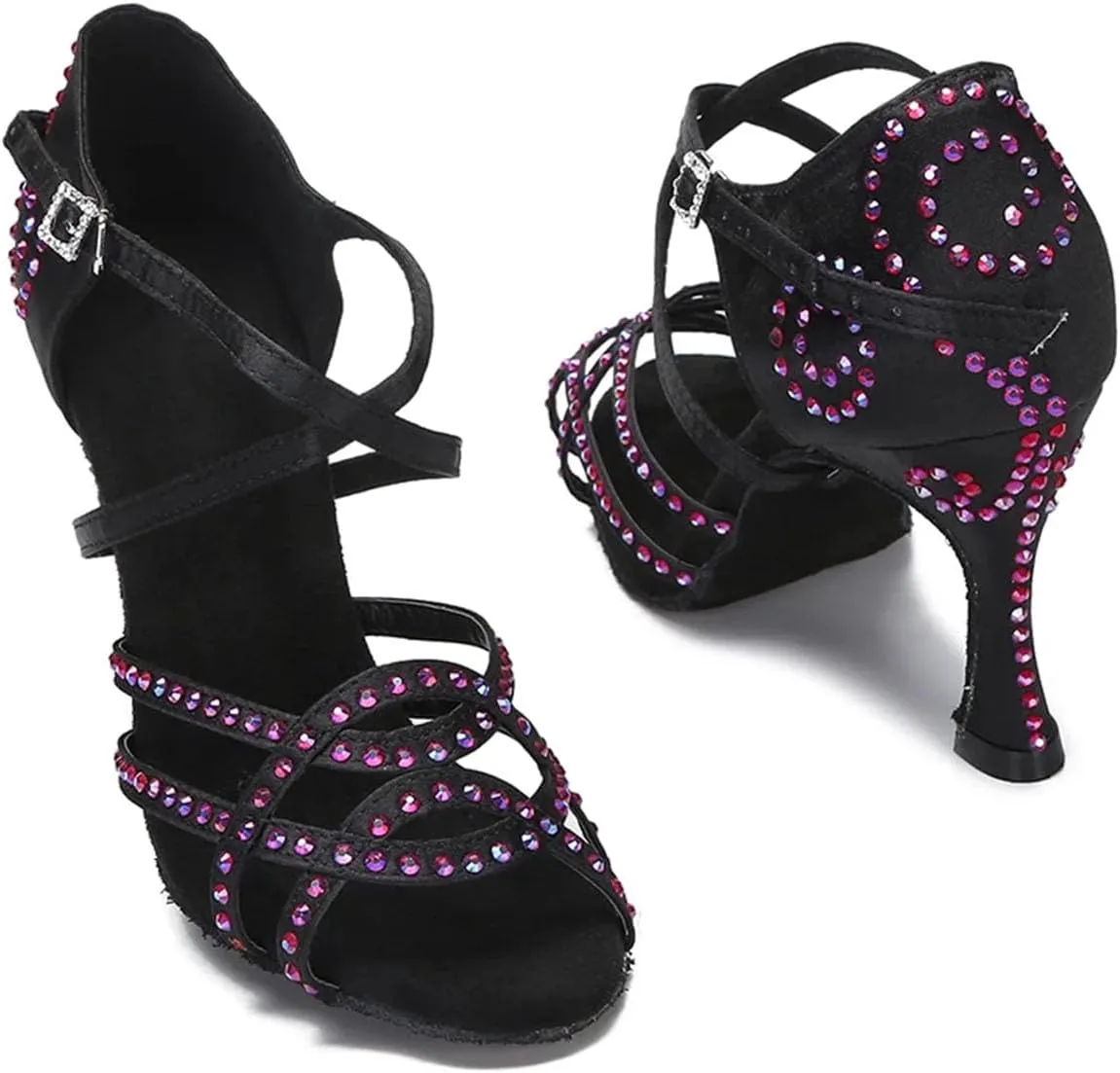 Women's Red Latin Dance Shoes - Soft Sole Latex Salsa Ballroom Party High Heels, 5CM/2Inch Heel Height