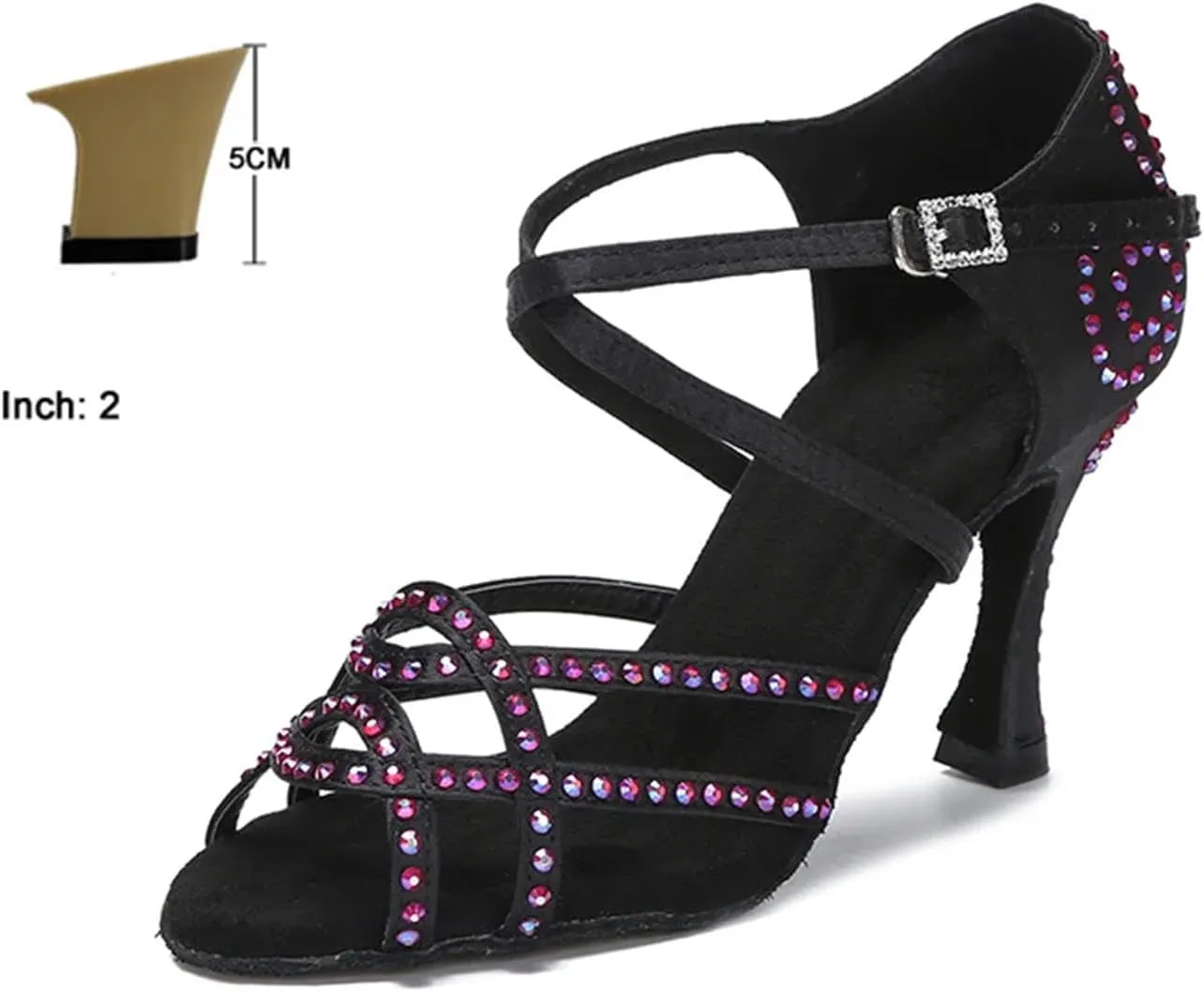 Women's Red Latin Dance Shoes - Soft Sole Latex Salsa Ballroom Party High Heels, 5CM/2Inch Heel Height