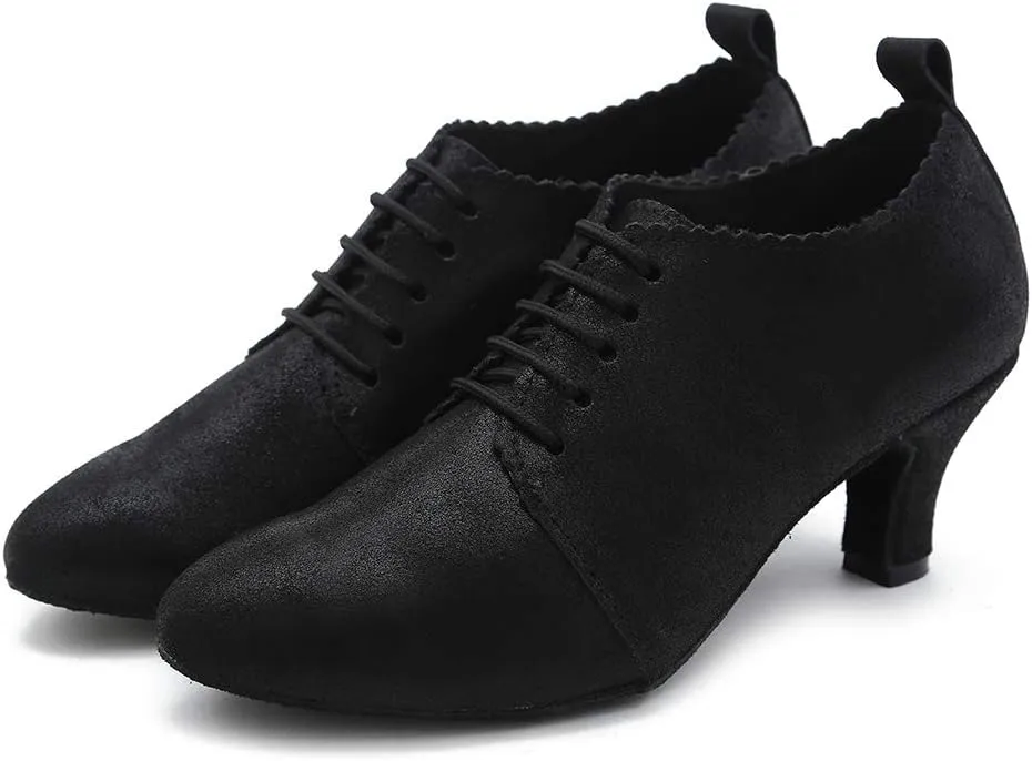 YKXLM Leather Practice Dance Shoes for Women Ballroom Latin Salsa Teacher Shoes Lace-up Modern Dance Shoes,Modle YCL159