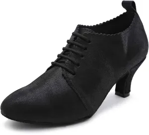 YKXLM Leather Practice Dance Shoes for Women Ballroom Latin Salsa Teacher Shoes Lace-up Modern Dance Shoes,Modle YCL159