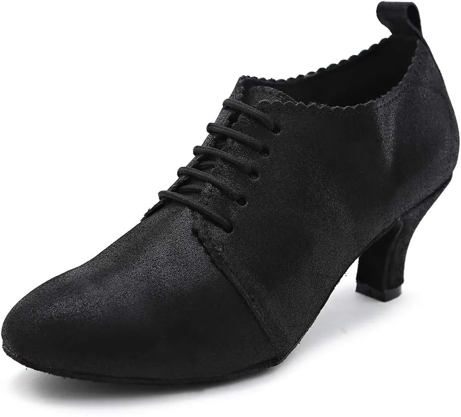 YKXLM Leather Practice Dance Shoes for Women Ballroom Latin Salsa Teacher Shoes Lace-up Modern Dance Shoes,Modle YCL159