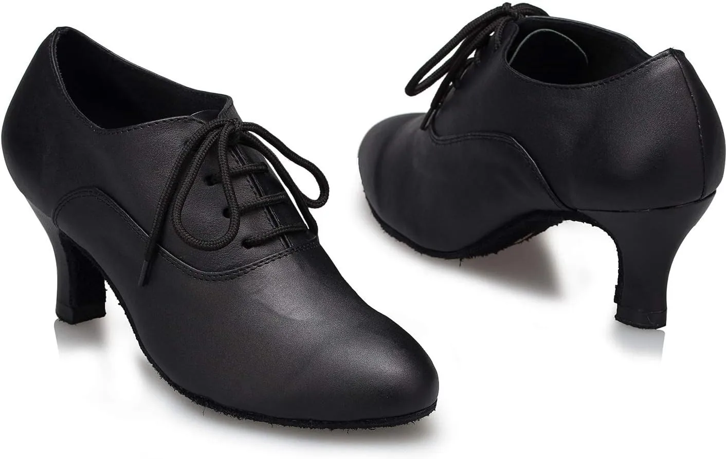 YKXLM Leather Practice Dance Shoes for Women Ballroom Latin Salsa Teacher Shoes Lace-up Modern Dance Shoes,Modle YCL159