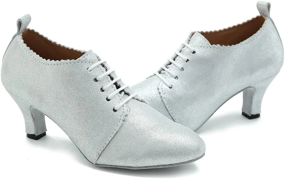 YKXLM Leather Practice Dance Shoes for Women Ballroom Latin Salsa Teacher Shoes Lace-up Modern Dance Shoes,Modle YCL159