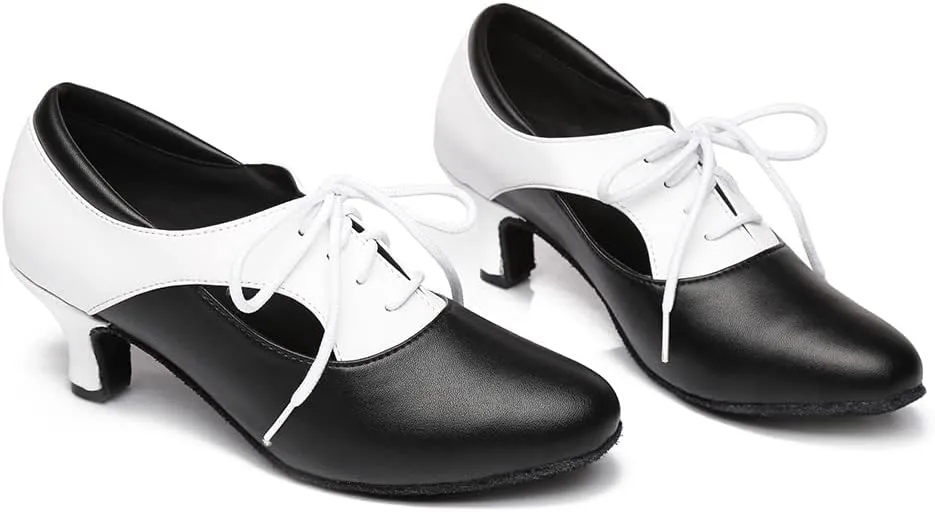 YKXLM Leather Practice Dance Shoes for Women Ballroom Latin Salsa Teacher Shoes Lace-up Modern Dance Shoes,Modle YCL159