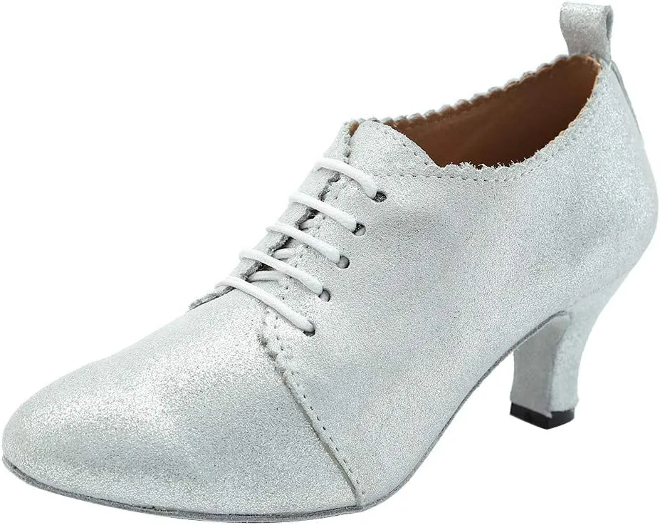 YKXLM Leather Practice Dance Shoes for Women Ballroom Latin Salsa Teacher Shoes Lace-up Modern Dance Shoes,Modle YCL159