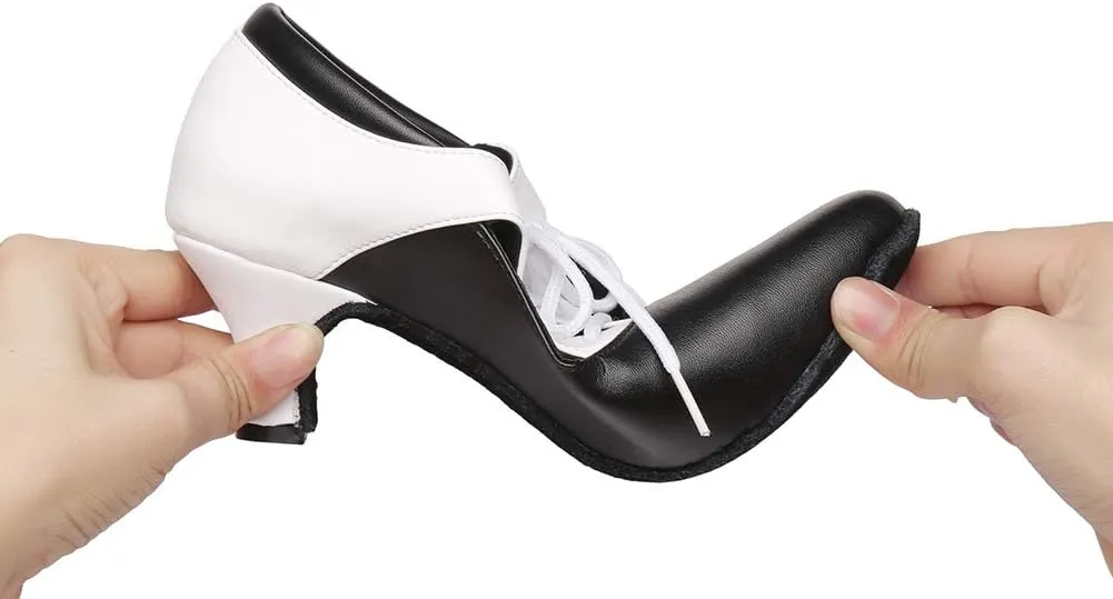 YKXLM Leather Practice Dance Shoes for Women Ballroom Latin Salsa Teacher Shoes Lace-up Modern Dance Shoes,Modle YCL159