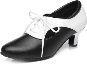 YKXLM Leather Practice Dance Shoes for Women Ballroom Latin Salsa Teacher Shoes Lace-up Modern Dance Shoes,Modle YCL159